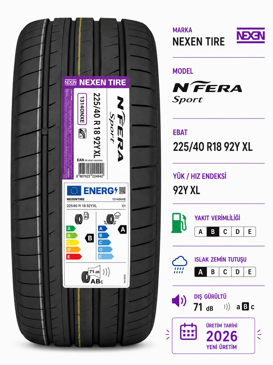225/40 R18 92Y XL N FERA SPORT NEXEN